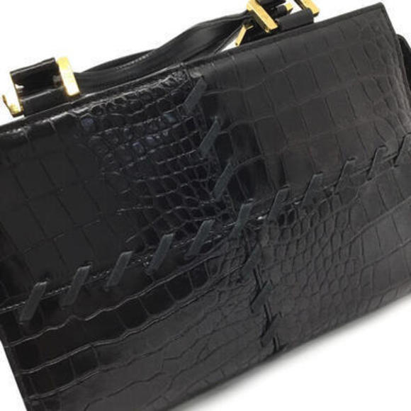 Yves Saint Laurent Crocodile Handbag Black - Picture 7 of 16